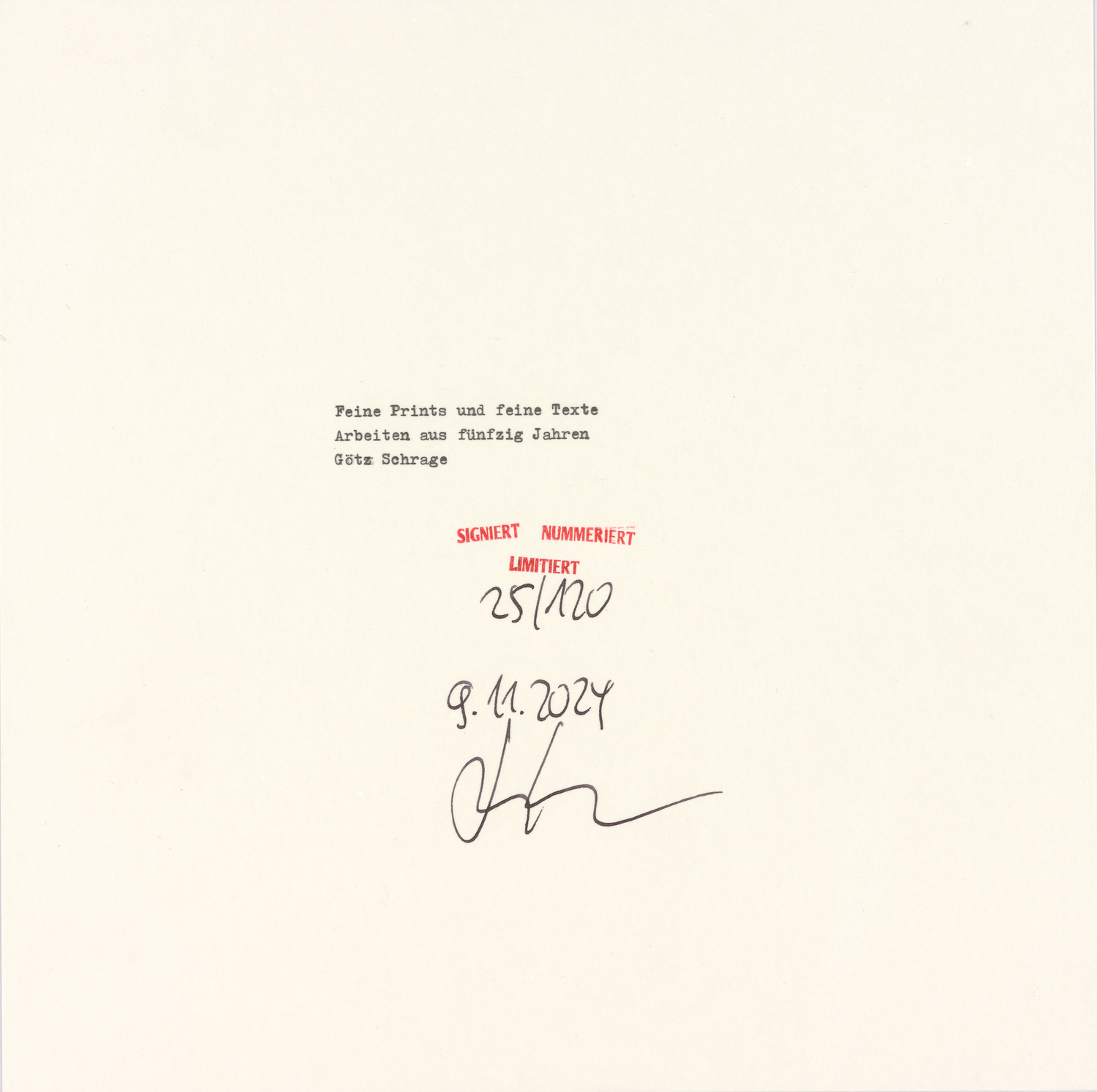 Götz Schrage – 50 Years of Text and Photography – Rudolf Leeb Gallery